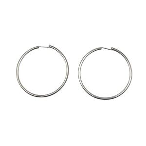 Sterling Silver Large Hoop Earrings 2.25 Inch Vintage 8.6g Classic Style